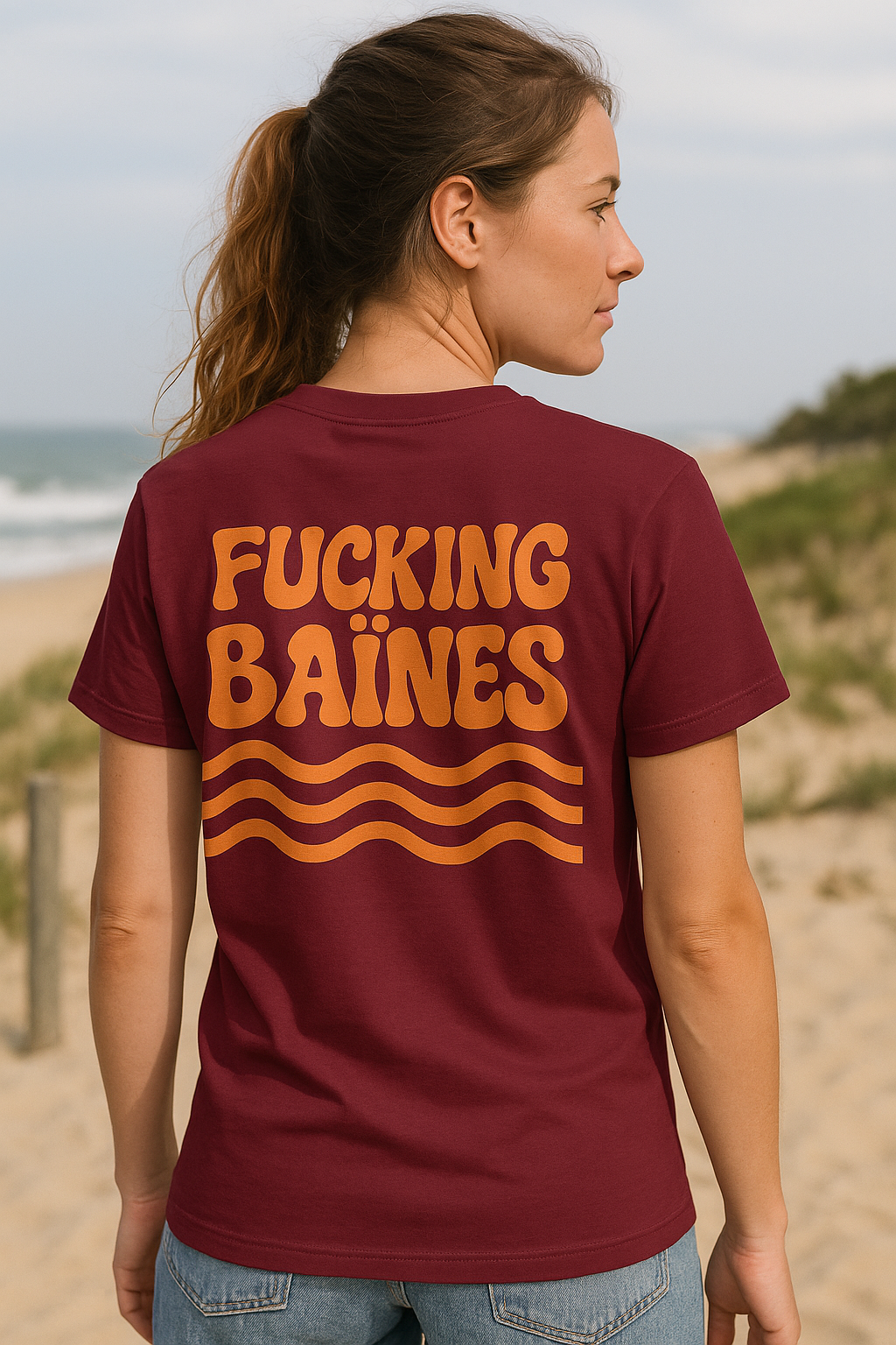 Premium unisex t-shirt – Fucking Baïnes (Landes lifestyle)