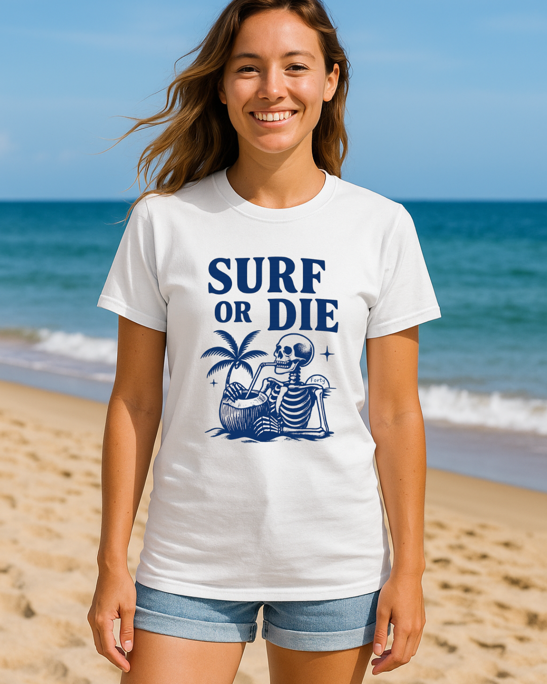 T-shirt Surf or Die – Edition Skull FORTY